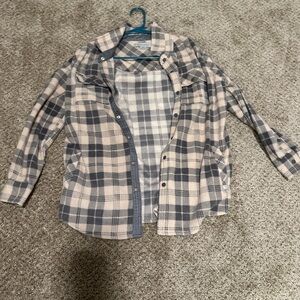 Gray and Cream Button Down Shirt with Soft Fabric